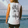 Life's Better with Music Singlet for Men Graphic Tank Tops