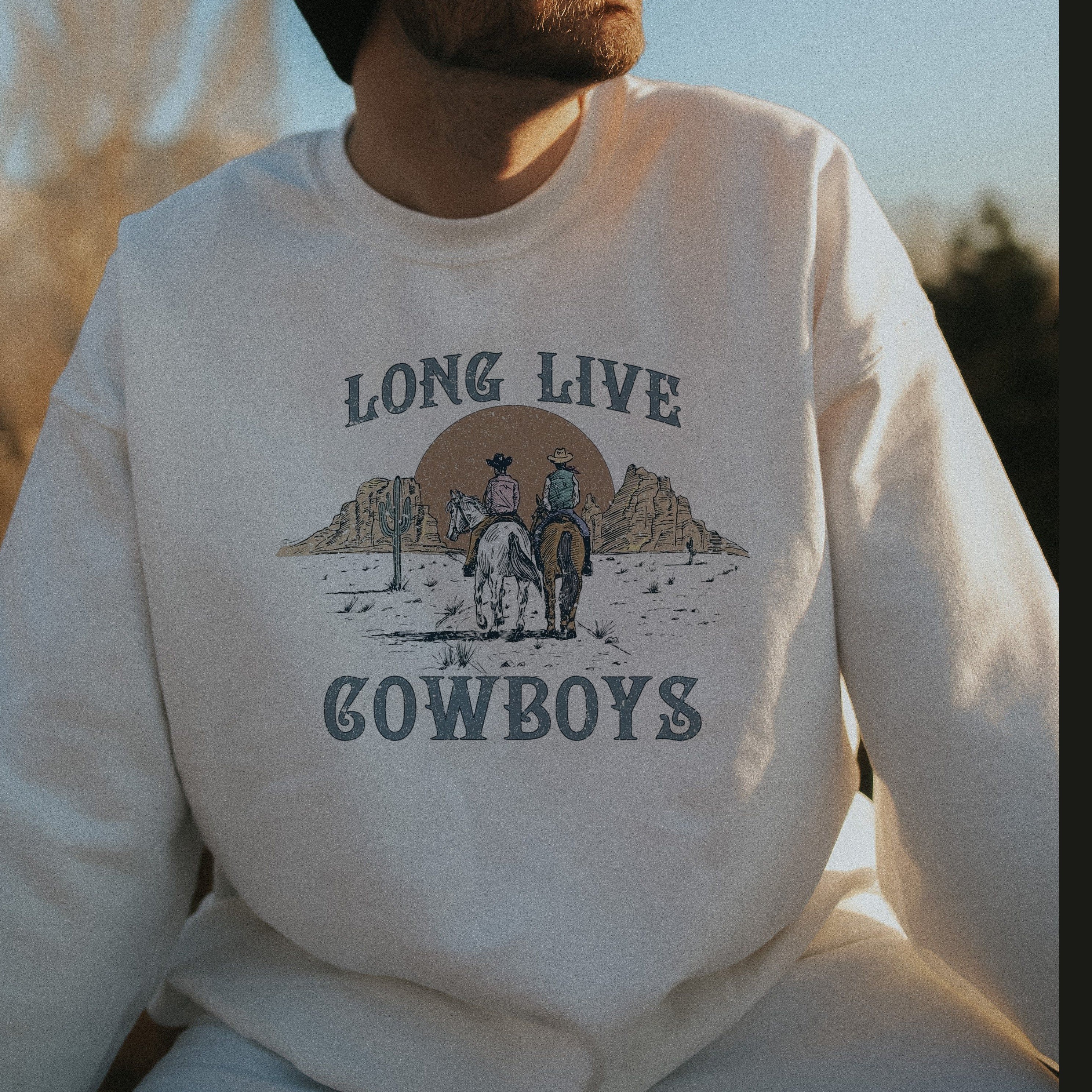 Long Live Cowboys Print Men's Sweatshirt
